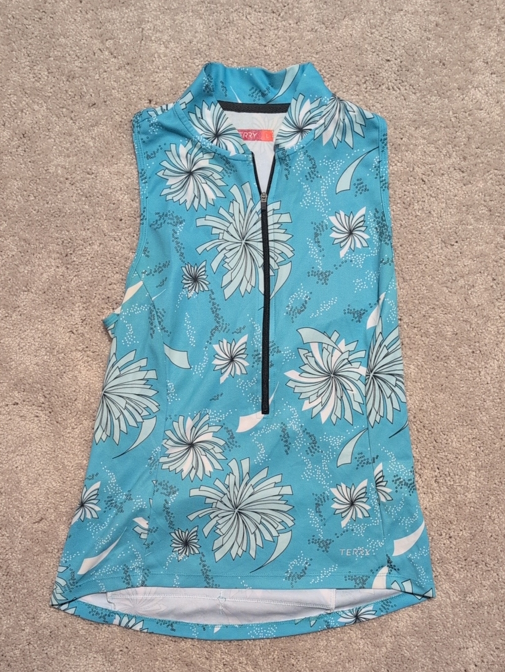 Women’s Floral Zip-Front Terry Cycling Tank